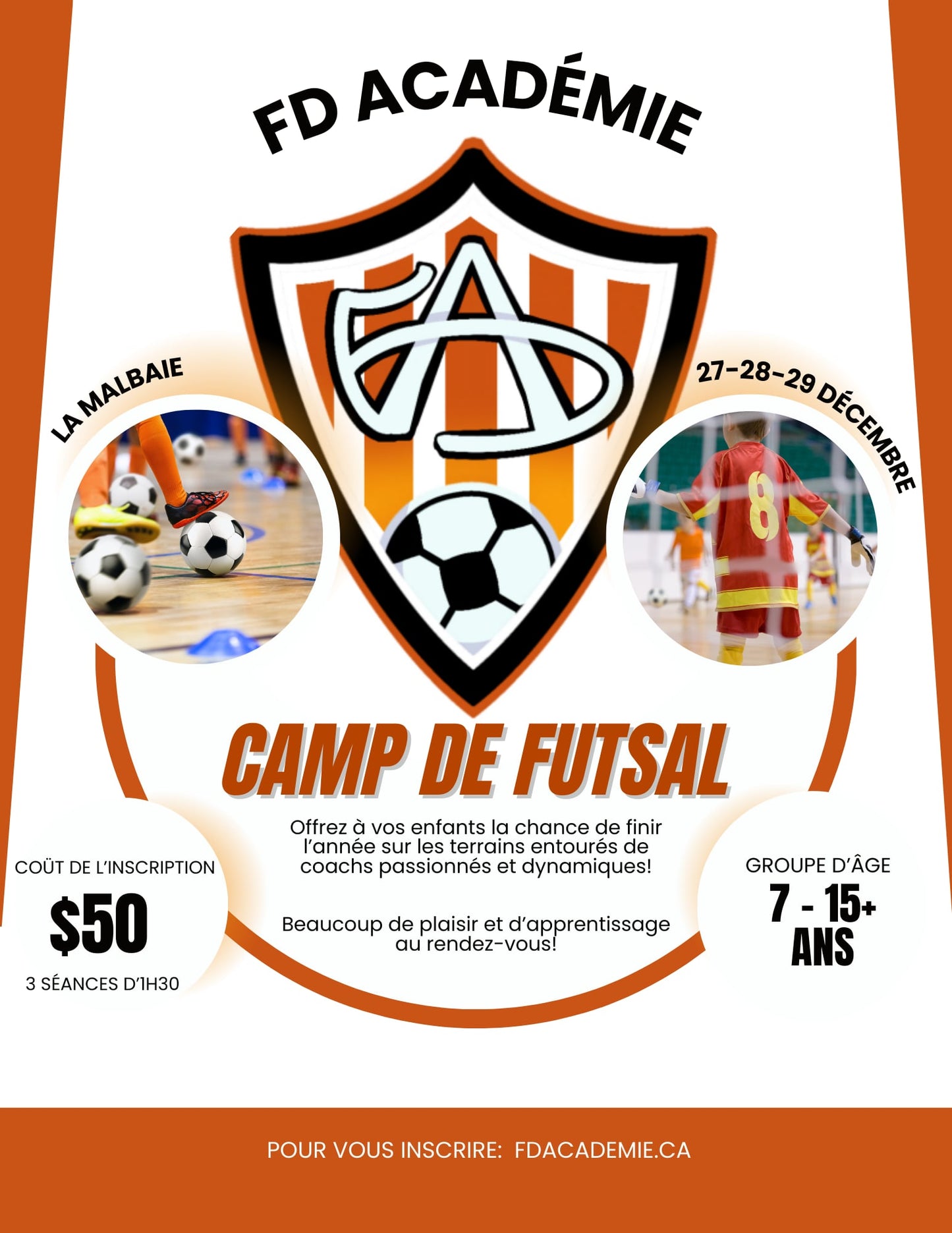 Camps de Futsal du Temps des Fêtes à La Malbaie - FD Académie